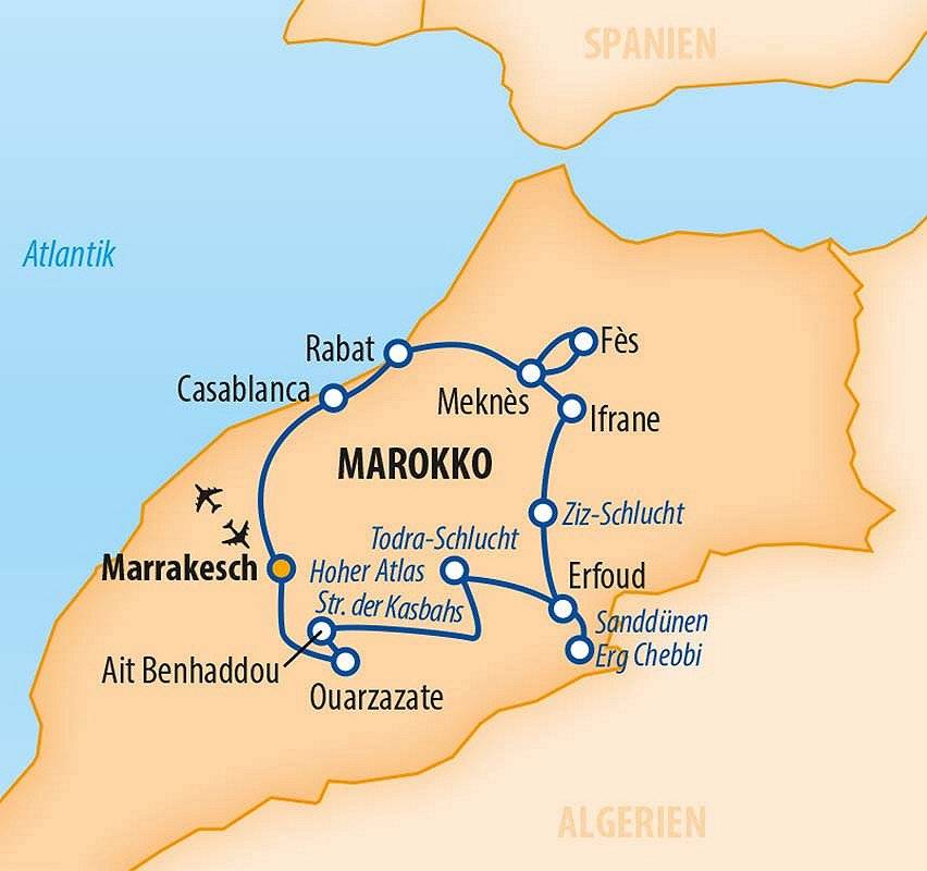 Höhepunkte Marokkos 2025 – 15 Tage Marokko Rundreise und Baden