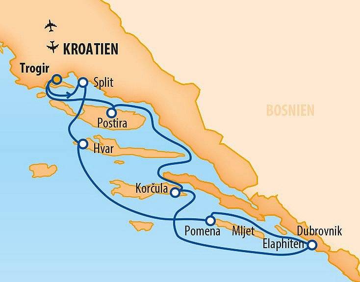 Dalmatinische Inseln 2025 – 8 Tage Küsten-Kreuzfahrt Kroatien