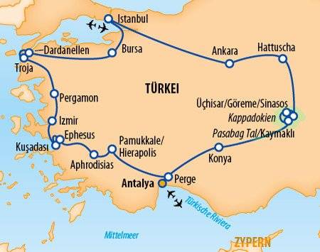 Große Türkei Kulturreise 2025 – 22 Tage Türkei Rundreise und Baden