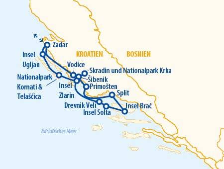 Zu schönen Inseln 2025 – 8 Tage Küsten-Kreuzfahrt Kroatien