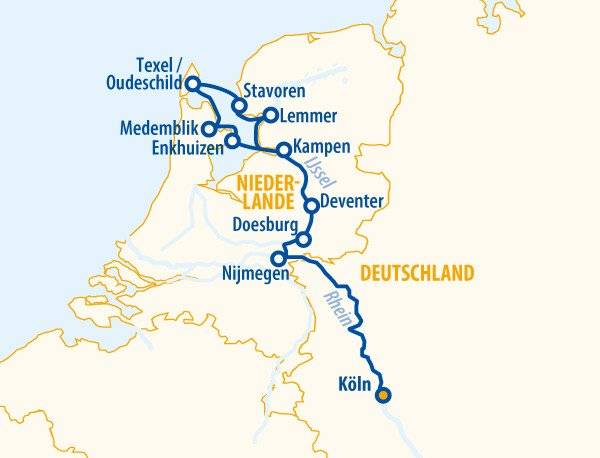 Holland mit Insel Texel 2026 – Flusskreuzfahrt Rhein