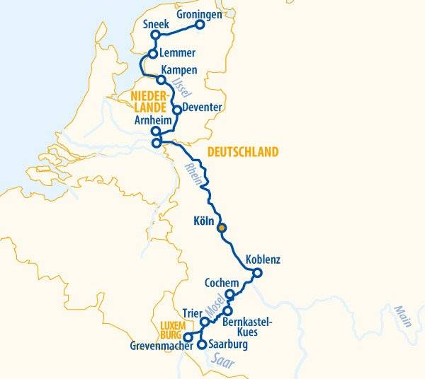 Friesland, Mosel & Saar 2026 – Flusskreuzfahrt Rhein