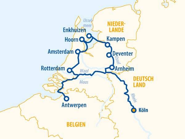 Holland und Belgien 2026 – Flusskreuzfahrt Rhein