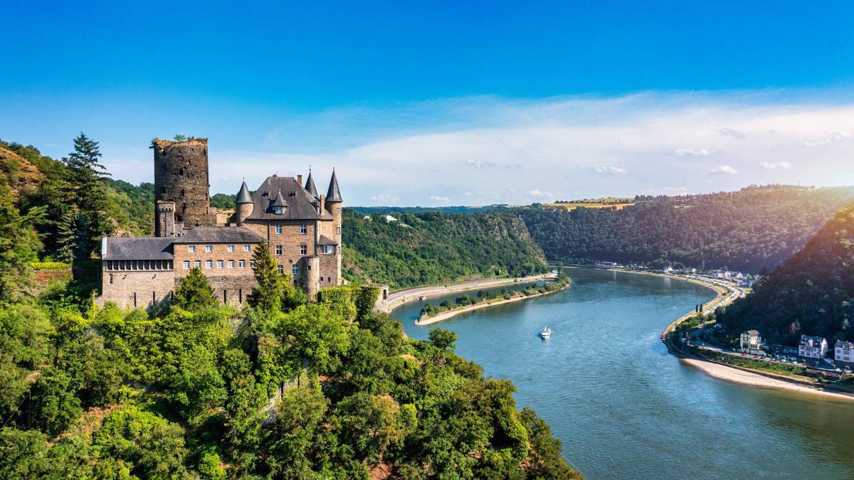 Aufnahme der historischen Burg Katz Nähe St. Goarshausen in Rheinland-Pfalz
