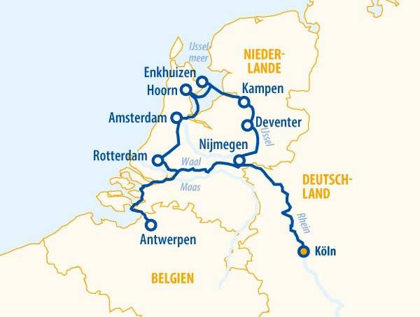 Holland und Belgien 2026 – Flusskreuzfahrt  Rhein