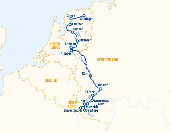 Friesland, Mosel & Saar 2027 – Flusskreuzfahrt Rhein
