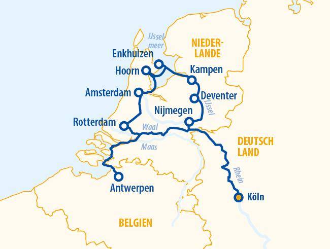 Holland und Belgien 2027 – Flusskreuzfahrt Rhein