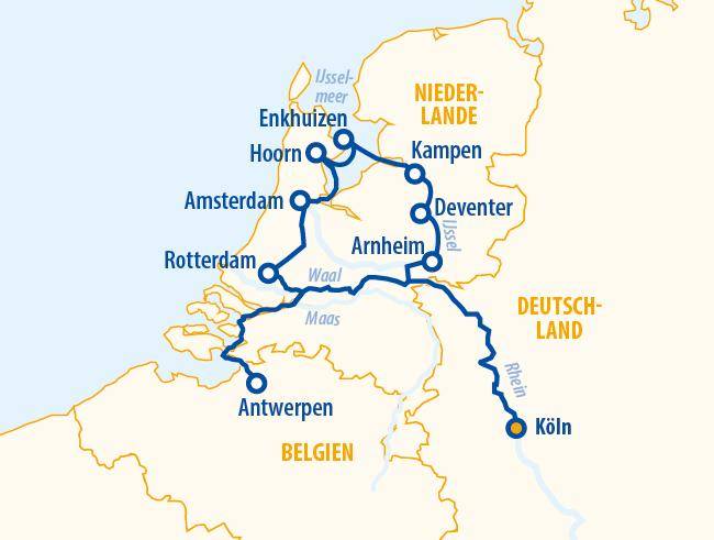 Holland und Belgien 2027 – Flusskreuzfahrt Rhein