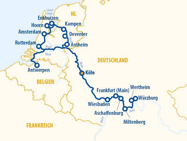 Zwischen Main, Rhein & Nordsee 2027 – Flusskreuzfahrt Rhein