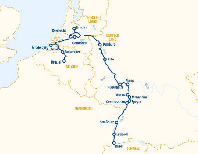 Rhein & Benelux intensiv 2027 – Flusskreuzfahrt Rhein