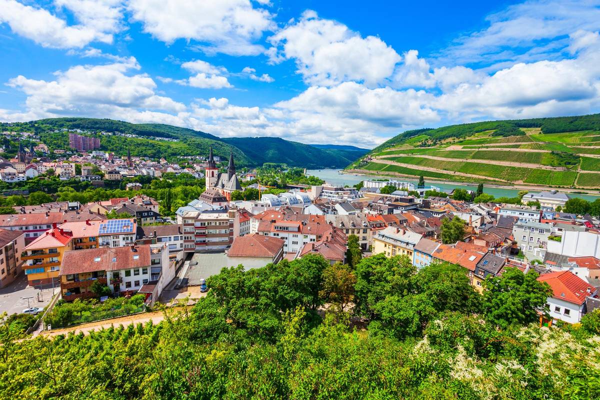 Panoramaaufnahme der Stadt Bingen am Rhein