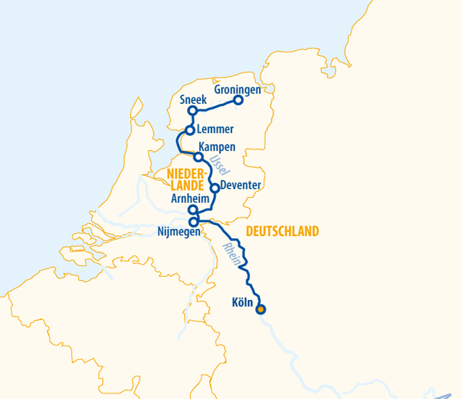 Holland und Friesland 2027 – Flusskreuzfahrt Rhein