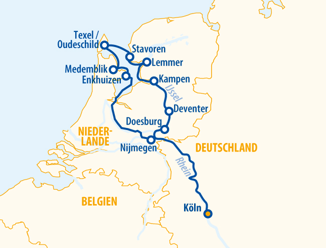 Holland mit Insel Texel 2027 – Flusskreuzfahrt Rhein