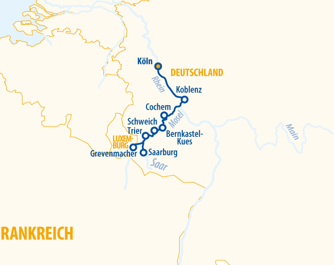 Rhein, Mosel & Saar 2027 – Flusskreuzfahrt Mosel
