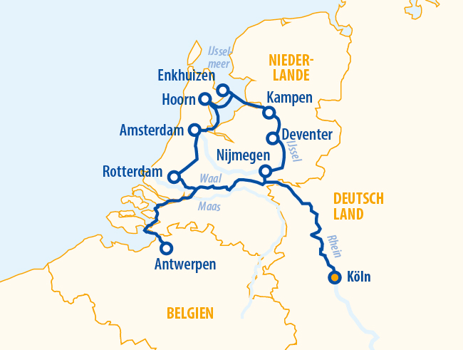 Holland und Belgien 2027 – Flusskreuzfahrt Rhein