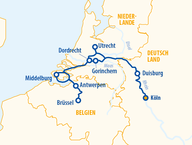 Jubiläumsreise Grachten & belgische Perlen 2027 – Flusskreuzfahrt Rhein