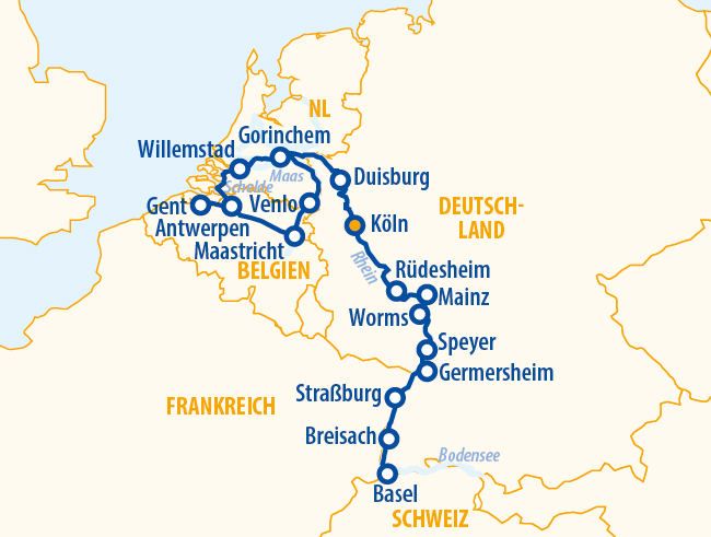 Von Flandern bis zur Schweiz 2027 – Flusskreuzfahrt Rhein