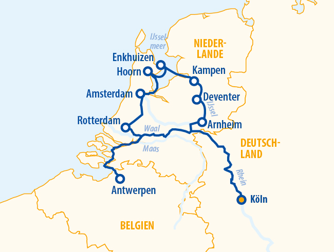 Holland und Belgien 2027 – Flusskreuzfahrt Rhein