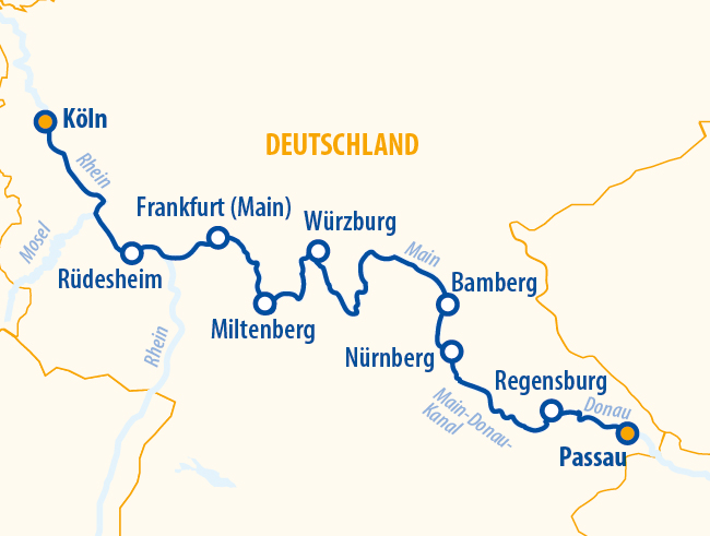 Rhein, Main und Donau 2027 – Flusskreuzfahrt Rhein