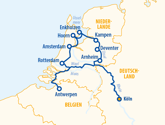 Holland und Belgien 2027 – Flusskreuzfahrt Rhein