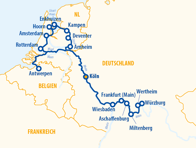 Zwischen Main, Rhein & Nordsee 2027 – Flusskreuzfahrt Rhein