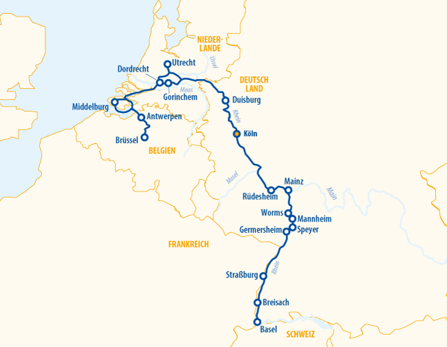 Rhein & Benelux intensiv 2027 – Flusskreuzfahrt Rhein